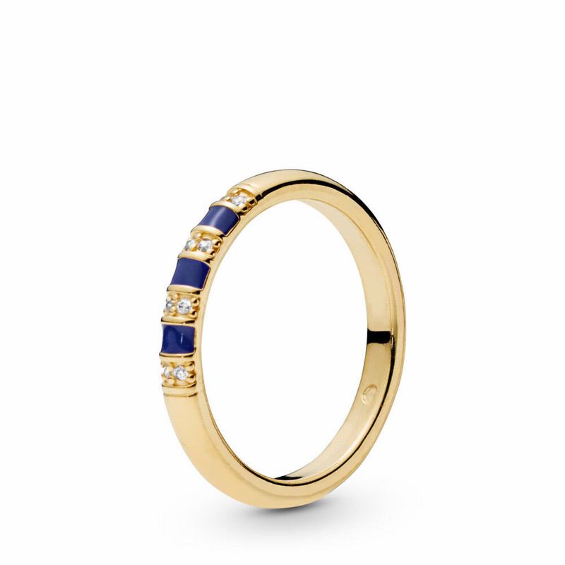 Pandora Shine™ Exotic Stones & Stripes Stackable Ring - 18ct Gold Plated/Enamel/Blue/Cubic Zirconia